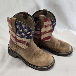 Ariat Fatboy Women's Size 7B American Flag Cowgirl Boot Rodeo Western